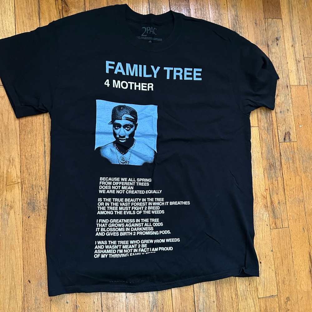 2PAC "Family Tree" Black Graphic Short Sleeve T‑Shirt